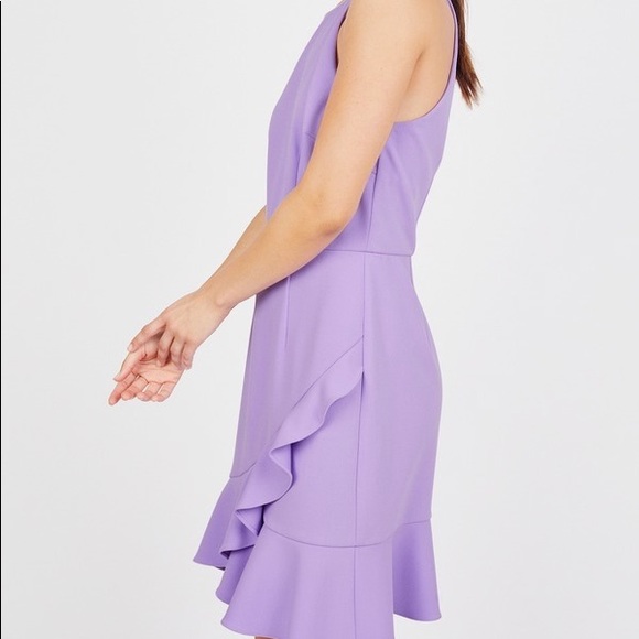 Donna Morgan Lavender Halter Ruffle Dress - Picture 3 of 12